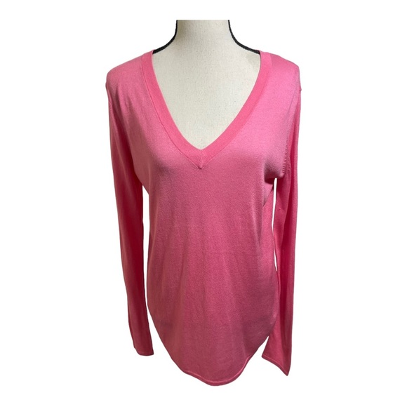 Lauren Ralph Lauren black label womens Small V-neck silk cotton blend sweater - Picture 4 of 13